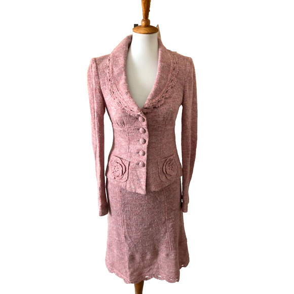 Vintage Gorgeous Nanette Lepore Knit Suit, Never Worn Sz. Small, Dusty Pink